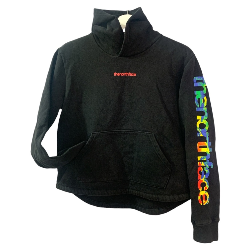 The North Face Teen Girls Camp Fleece Hoodie Black Rainbow XXL 18/20 Outdoor